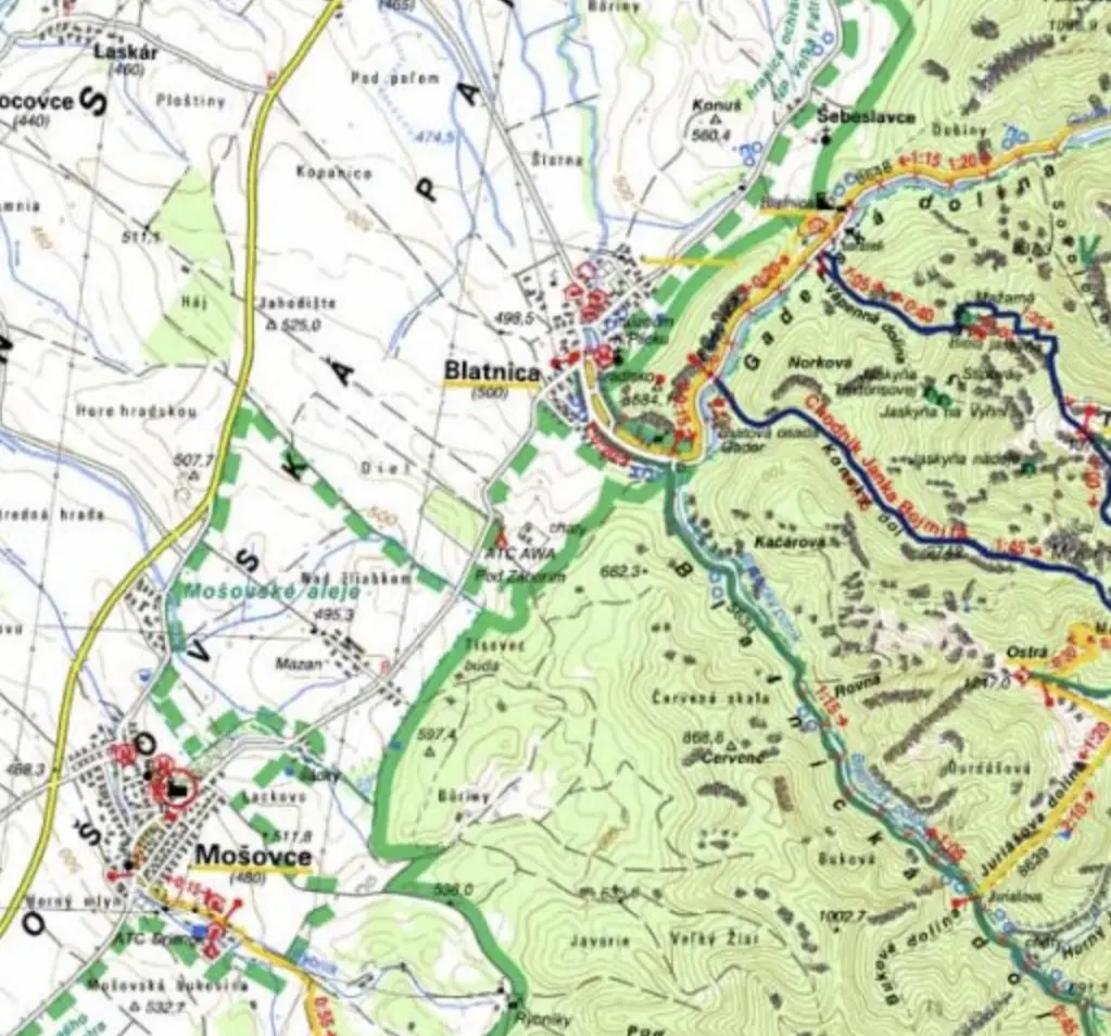 Turistická mapa okolia Blatnice a Mošoviec